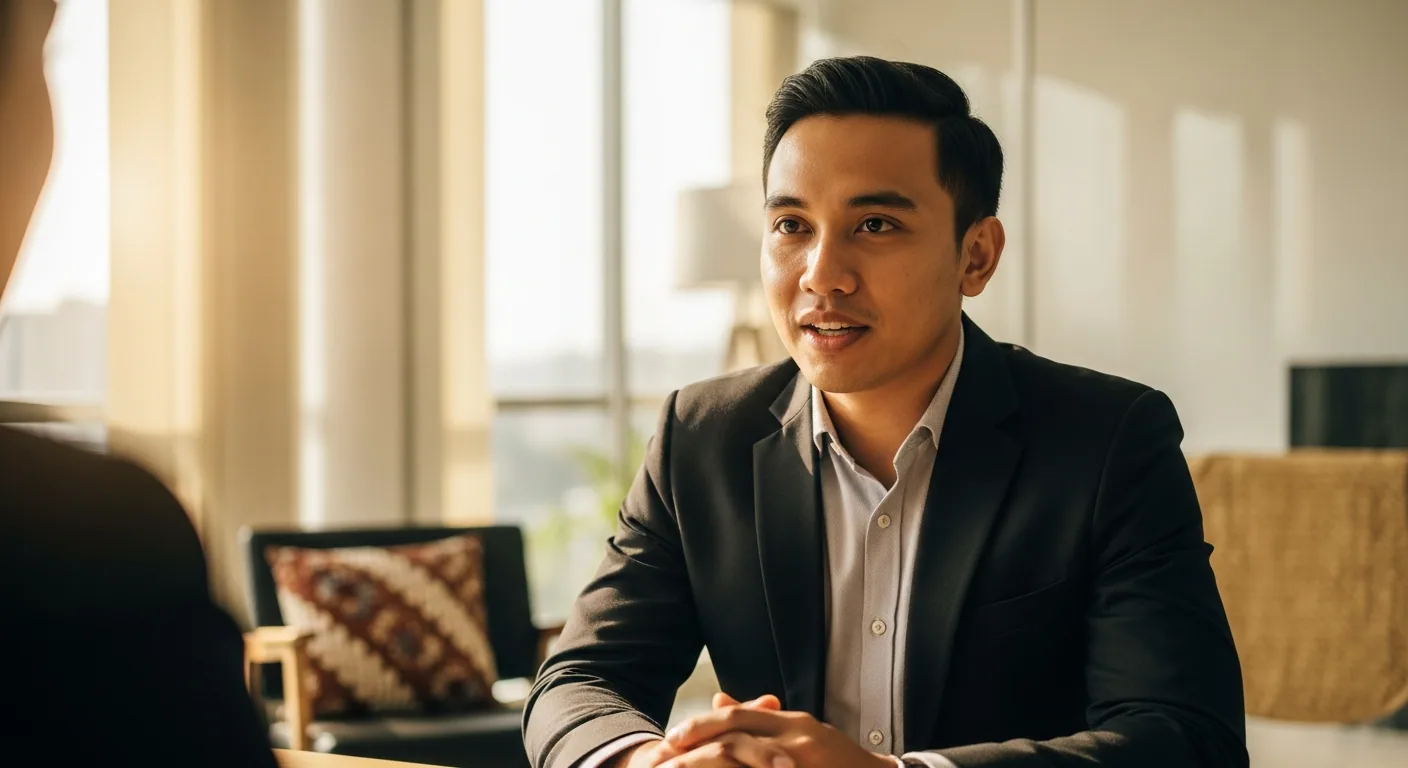 Fresh graduate berpakaian rapi bersiap menghadapi wawancara kerja