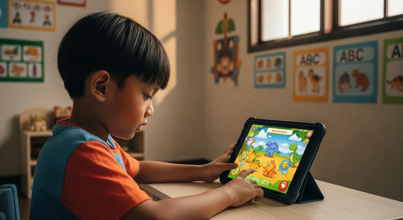 Karakter dinosaurus lucu dari seri DinoMath dan Dino ABC yang mengajarkan matematika dan huruf kepada anak